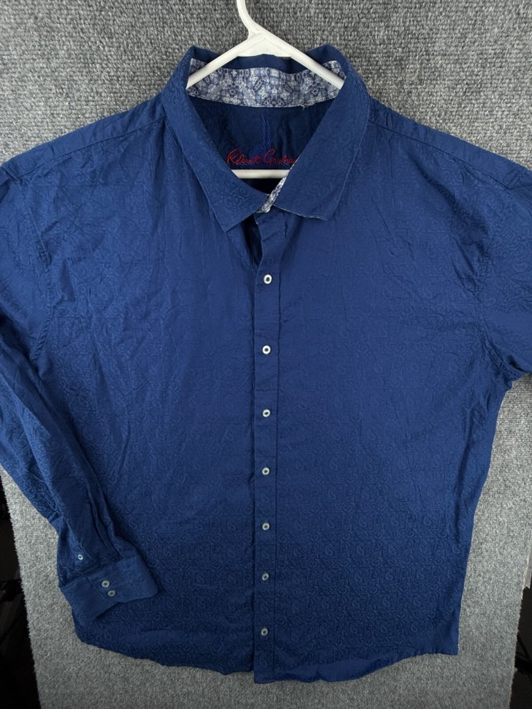 Robert Graham Long Sleeve Button Up Shirt Men Cotton Blue Paisley Aop Adult ~3xl